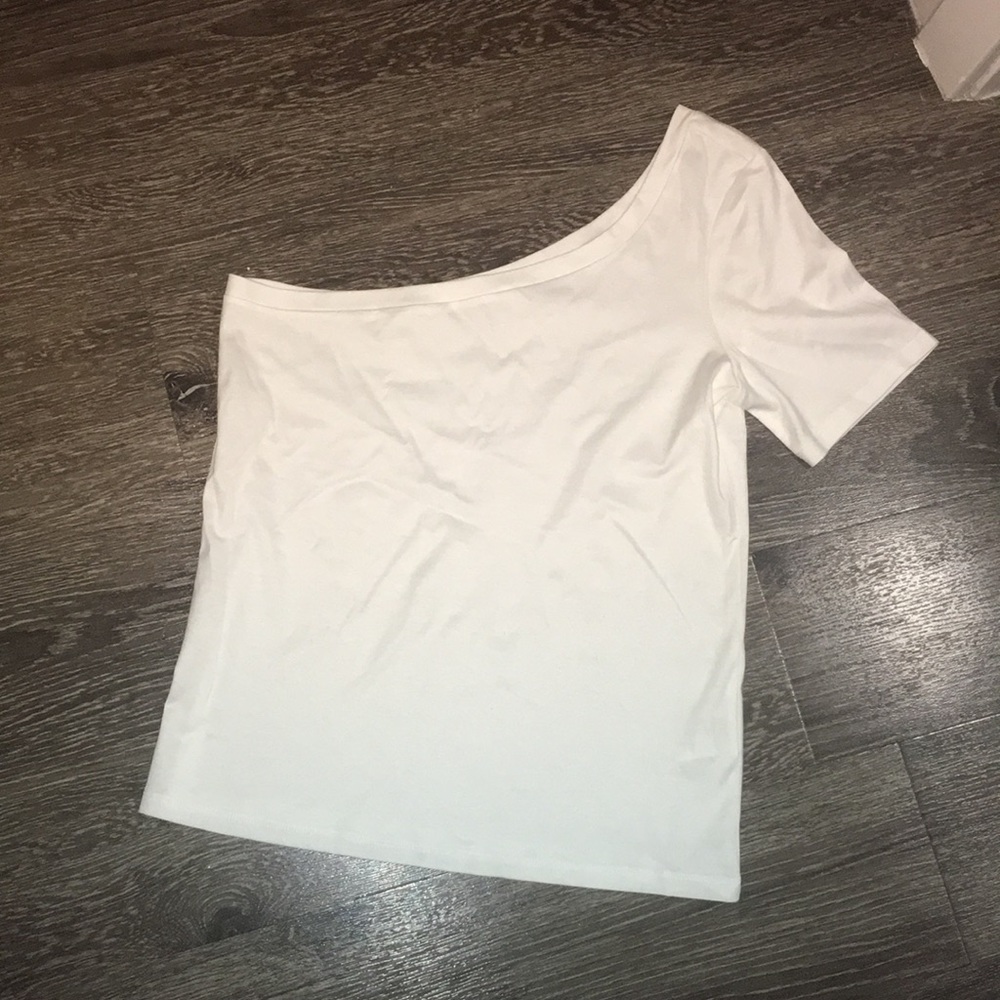 & other stories basic white one shoulder top